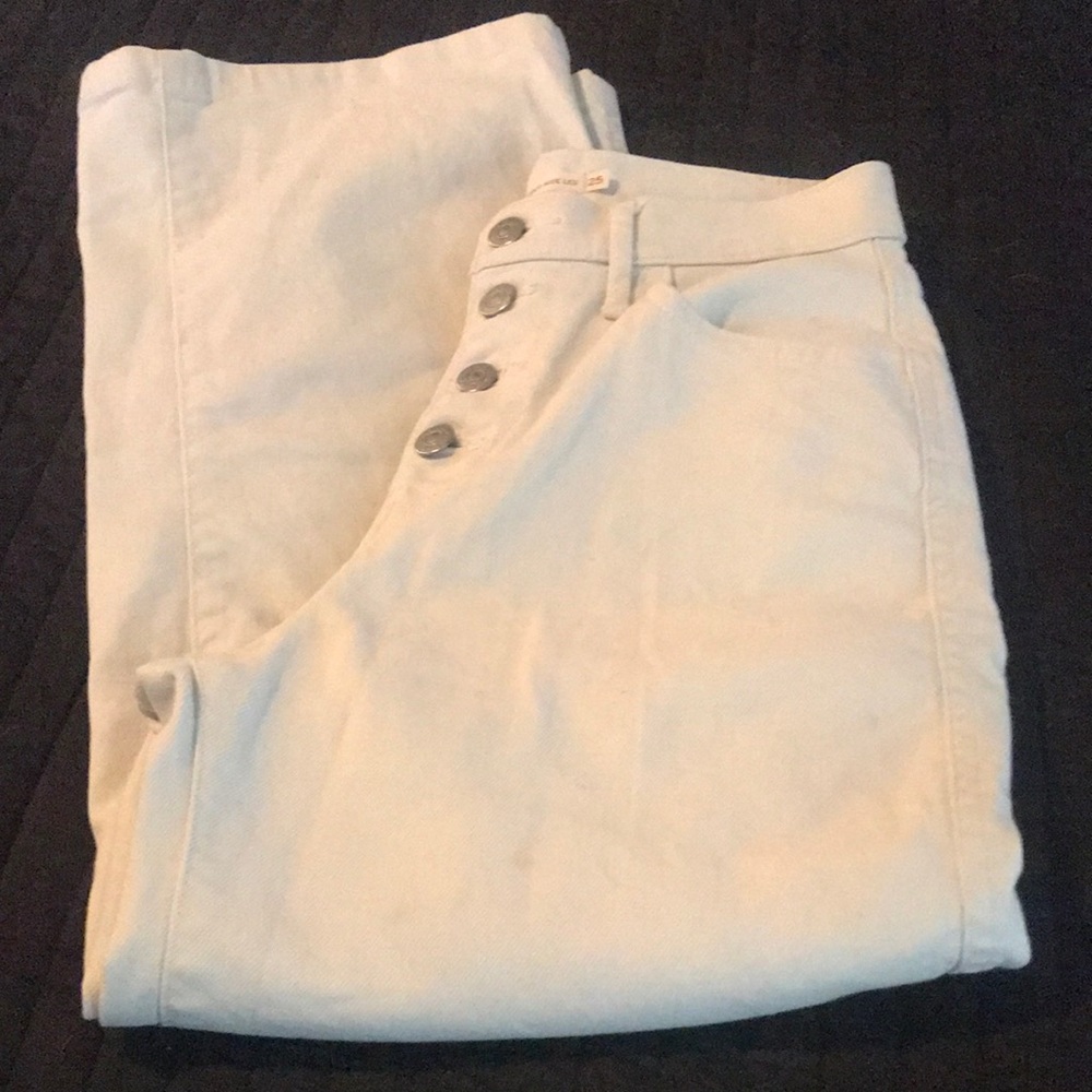 Levi Mile High Cropped Wide Leg White Jeans